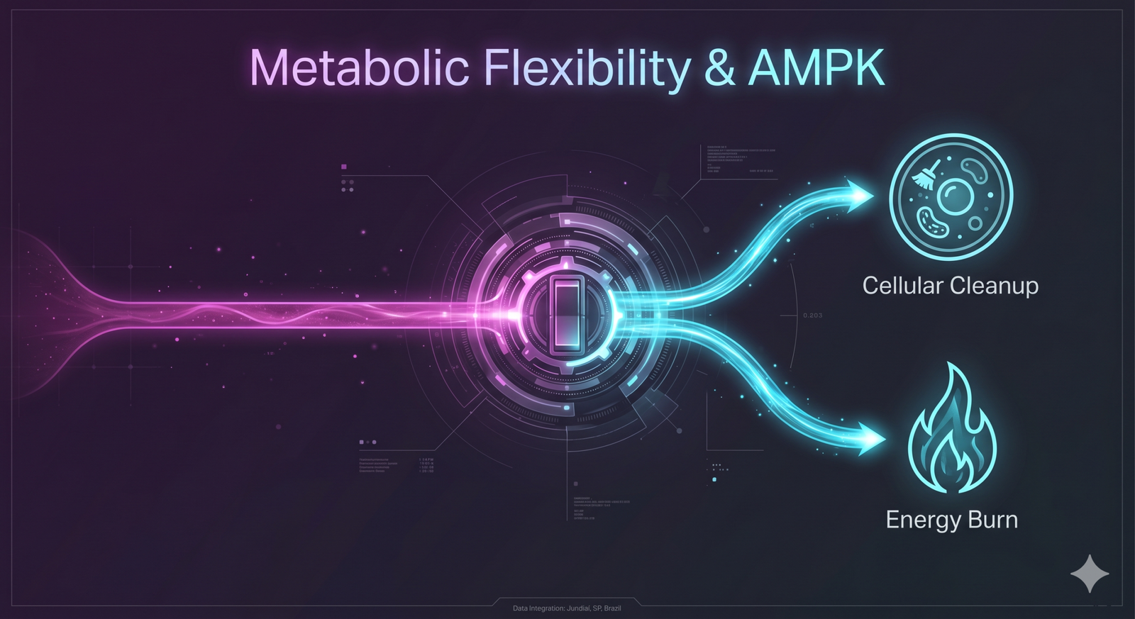 Infographic showing the mechanism of Berberine activating the AMPK pathway for metabolic flexibility.